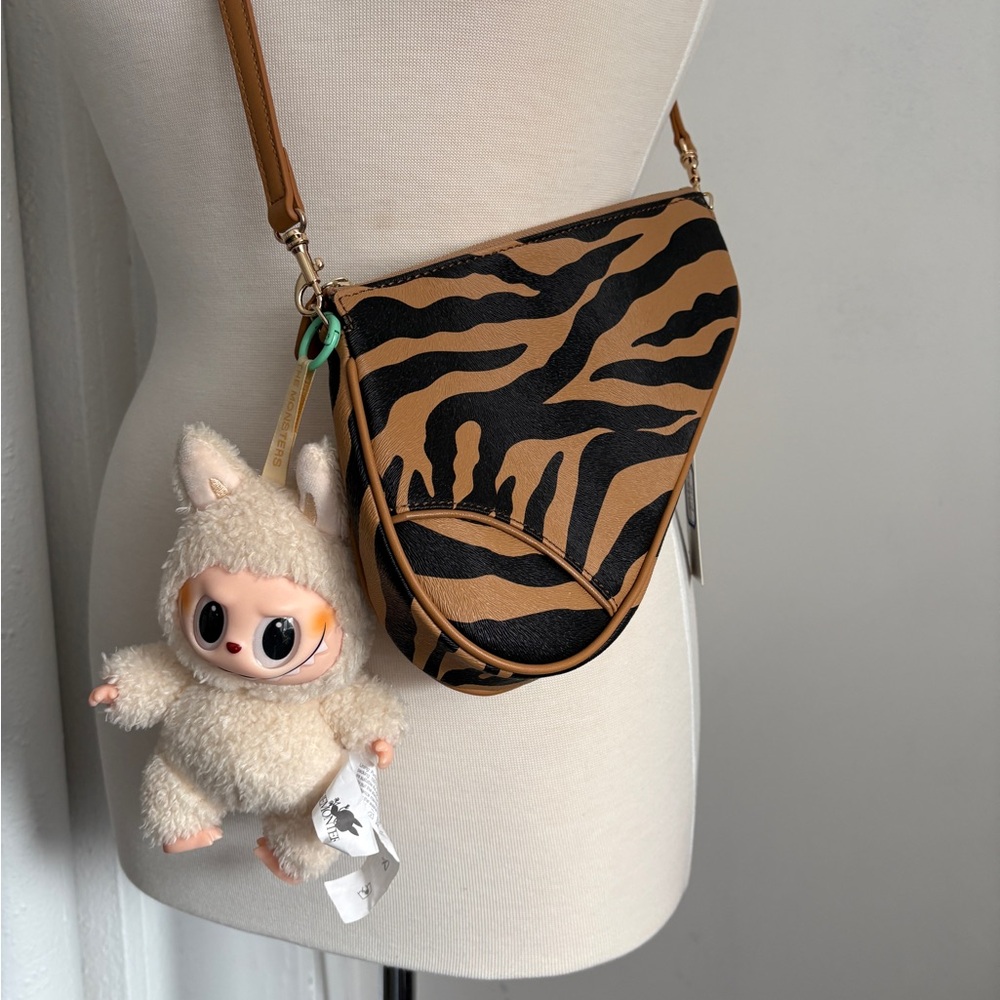 Zebra Print Saddle Style Crossbody Bag | Brown & Black Animal Print